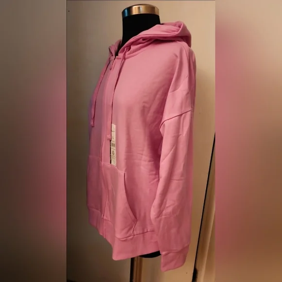 Womens Time and Tru Long Sleeve SUPER SOFT PINK Fleece Hooded Jacket Hoodie XL - Picture 5 of 9